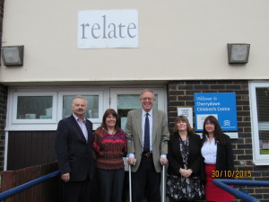 John with [L-R] Trevor Cass [Trustee Chairman], Kim Salway [CEO], Tracey Williams [Service Manager] and Glynne Davies [Professional Practice Consultant-Mediation]