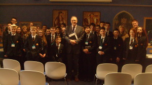 John with teachers and students at the Parliamentary Education Centre