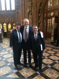 Stephen Metcalfe MP, John Baron MP, and Rt Hon Mark Francois MP in Parliament’s Central Lobby